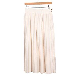 VTG Cream Pleated Maxi Skirt 10 Womens Classic Academia Elegant USA Sweetheart